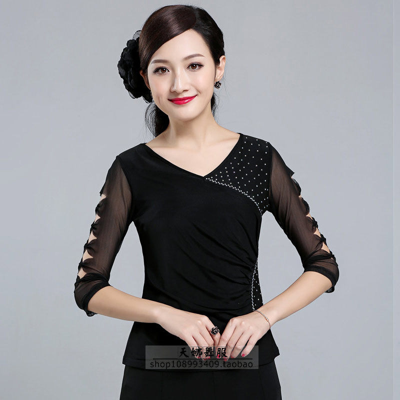 Square dance costume women's top three steps dance performance costume summer new Latin dance sailor dance national standard dance dress