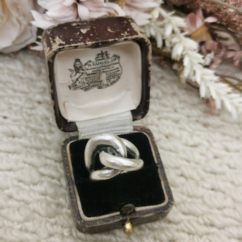 Vintage medieval european return 925 silver double ring ring no. 11