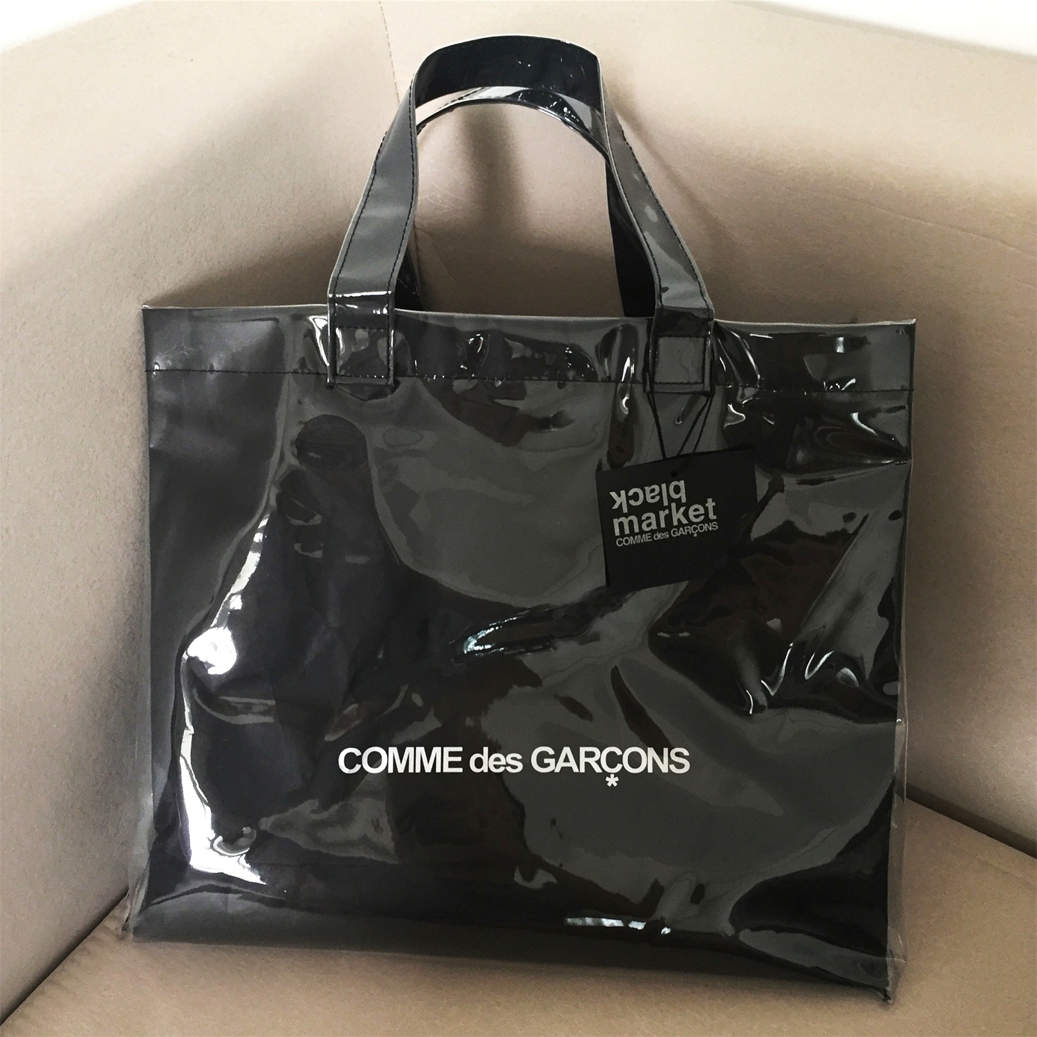 comme des gar?ons black leather crossbody bag