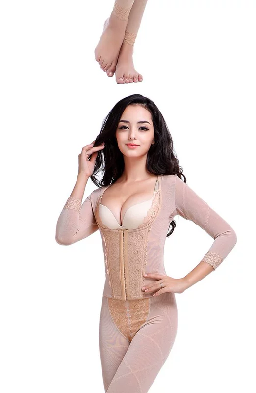 Tingmei sau sinh phục hồi loại nút phía trước dài tay corset bụng bụng loại nhựa quần chia phù hợp với quần xương chậu