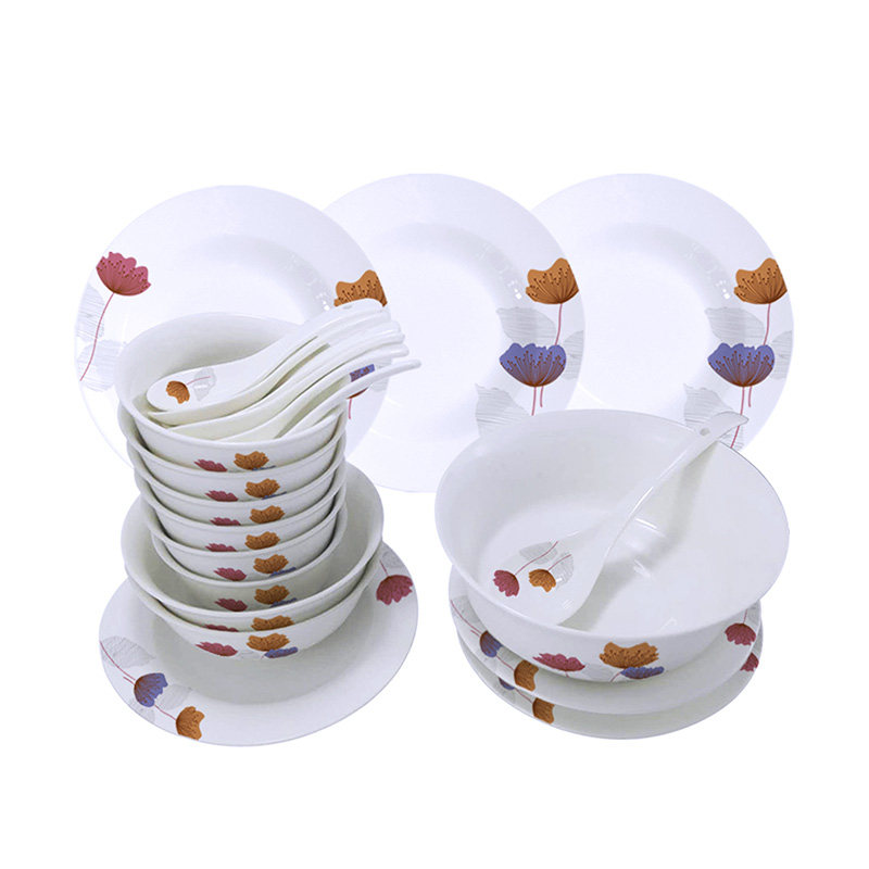 Corning Swing Series Ceramic Tableware 22 Pieces Household Ceramic Glass Tableware Rice Bowl Plate Set