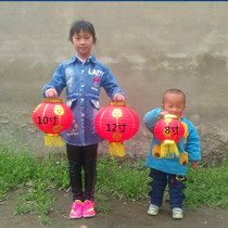 Juvenile dance props Japanese and Korean brushed folding red wax gourd can be carried with a stick round small lantern