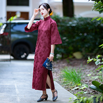 Fenglin Evening Spring and Autumn Chinese style Republic of China style big sleeve retro city wind catchup flat cheongsam dress