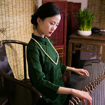 Jinghua Yanyun welfare baby Republic of China style retro jacquard disc buckle medium and long style cheongsam skirt