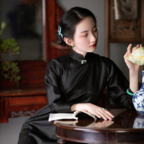 Smoke water wide -- spring and autumn style genuine silk elastic incense cloud yarn traditional ancient method Hiring high-end temperament with a long qipao dress