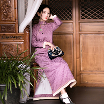 Zhi Dingxiang Spring and Autumn Chinese style Republic of China style retro young style long sleeve full open cheongsam skirt
