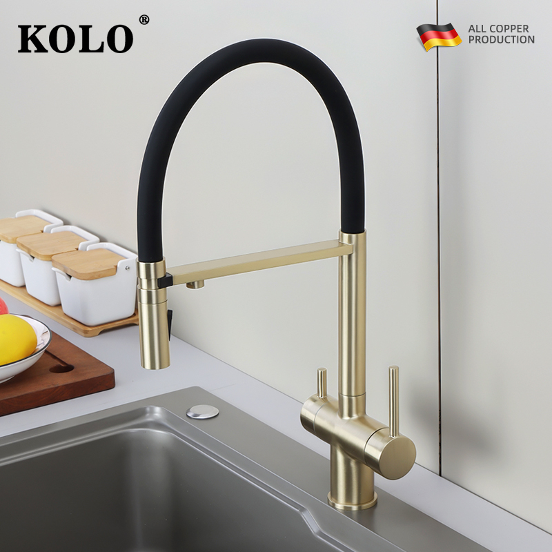 Kolo All-Copper Water Purifier Three-In-One Faucet Hot and Cold Kitchen Sink Silicone Swivel Household Rotatable Kolo All-Copper Water Purifier Three-In-One Faucet Hot and Cold Kitchen Sink Silicone Swivel Household Rotatable