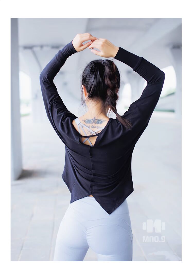 Một bên vai thể thao dài tay nữ nhanh khô quần áo thể dục thoáng khí chạy áo thun rộng rãi áo sơ mi yoga nữ dài tay mùa xuân và mùa thu áo phông thể thao
