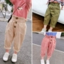 Quần áo trẻ em quần bé gái xuân hè 2018 mới cho bé sơ sinh cao eo cotton quần thun thun quần ống rộng quần tất cho bé