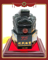 Jade Seal for the 75th Anniversary of the Victory of the Anti-Japanese War Anti-Japanese War Emblem Seal Hetian Qingyu More than 600 Grams Hexagonal Shape