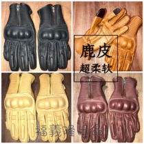 Touch screen retro gloves full leather deerskin Harley retro motorcycle motorcycle riding four seasons protection drop gloves