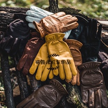 Spot Harley retro yellow gold wing full leather sheepskin touch screen motorcycle motorcycle protective gloves