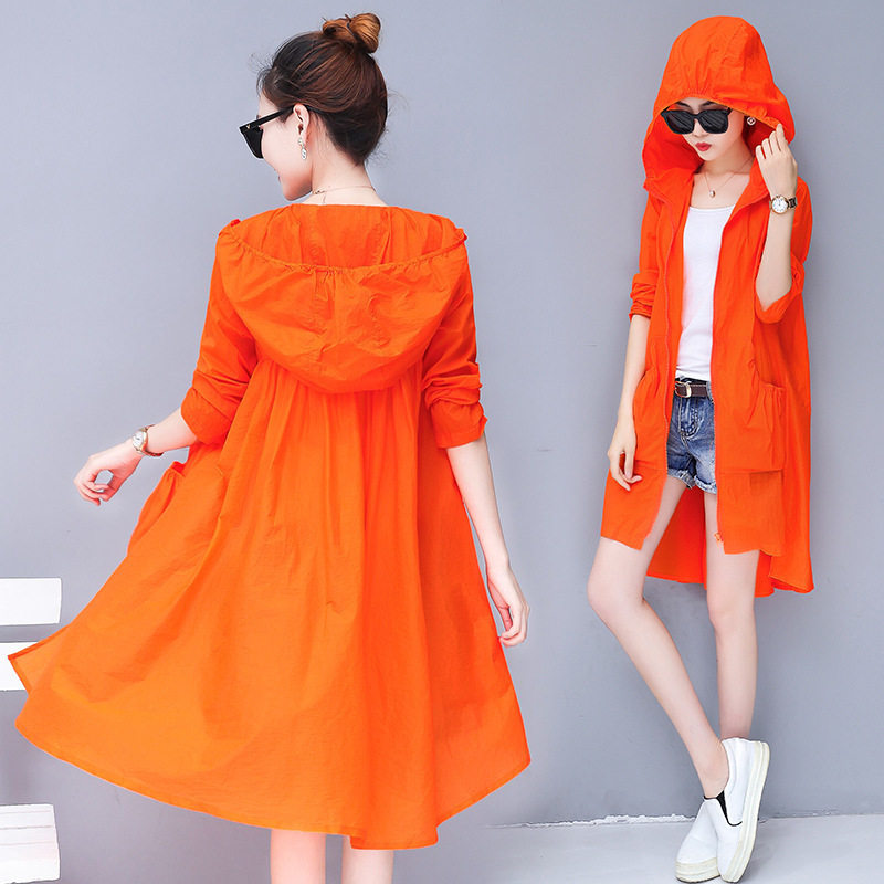 2020 new sunscreen long sleeves long style loose plus size summer breathable sunscreen shirt UV protection thin jacket