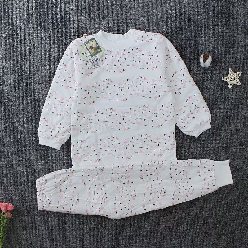 Thiên thần búp bê mùa đông siêu ấm áp Nam Cực cotton vai mở cổ áo lót đồ lót trẻ em 3-5 tuổi mùa thu và quần mùa thu đông đồ lót cho bé gái