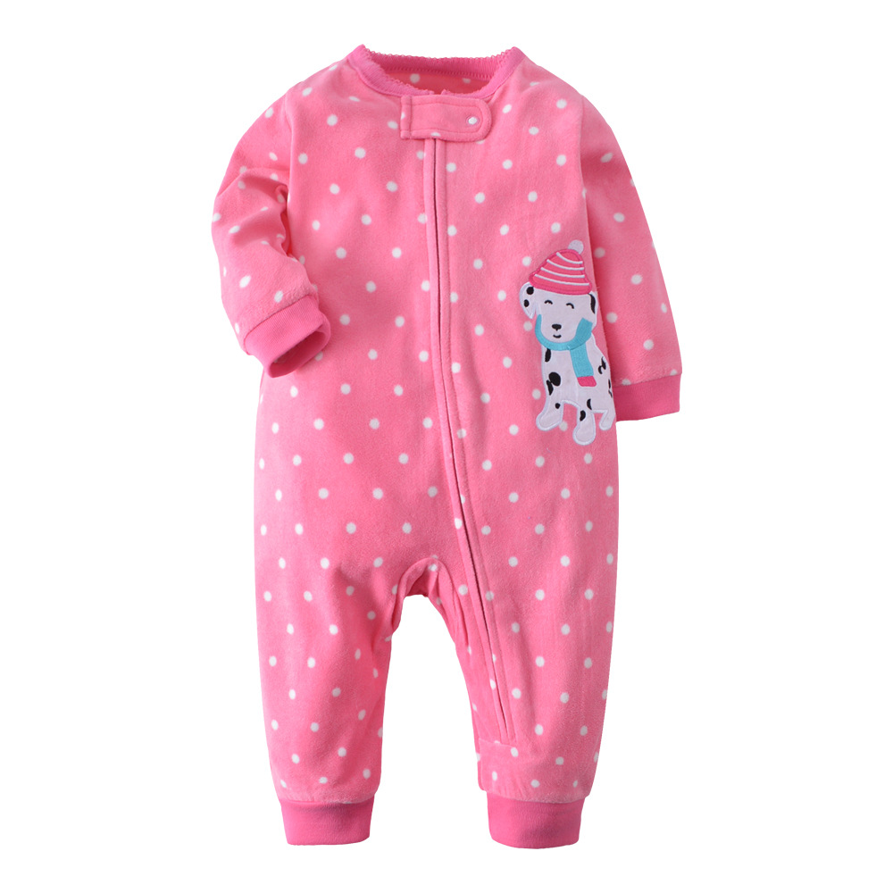 Baby dây kéo jumpsuit nam và nữ bé mùa thu và mùa đông sơ sinh ra quần áo lông cừu ấm quần áo ấm romper bộ quần áo liền thân cho bé