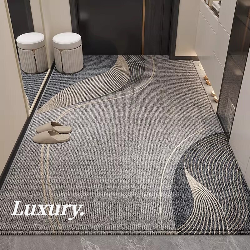 British Light Luxury Entrance Door Mat, High-End Dirt-Resistant Foyer Mat, Premium Entryway Rug