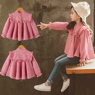 Girls plaid shirt 2021 new spring and autumn children Foreign style baby long sleeve shirt shirt