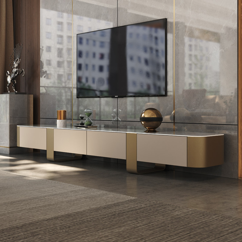 Light luxury slate TV cabinet coffee table combination home small apartment modern minimalist Italian living room high-end personality paint