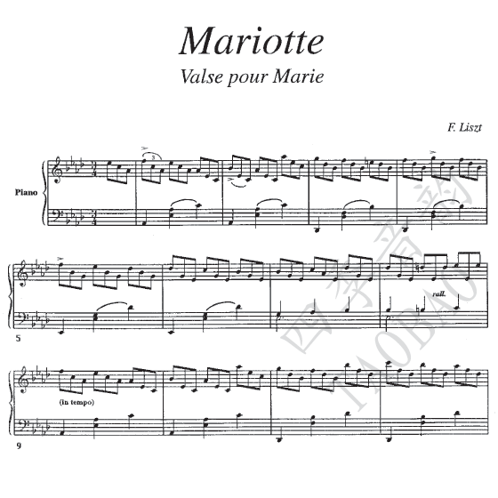Liszt Valse pour Marie S 212a (b) Mary Waltz Piano solo score