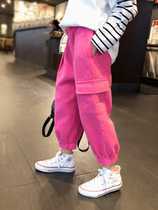 Girls casual pants 2021 fall new children Han version pants workwear pants bunches pants with long pants early autumn ocean boomers