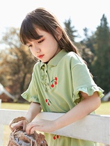 Girls dress Summer 2020 new foreign air children Pure cotton Polo dress Short sleeves CUHK Girl girl princess dress