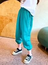 Girls autumn style casual pants 2020 spring new children Han version spring dress bungling pants foreign air relaxed light cage pants