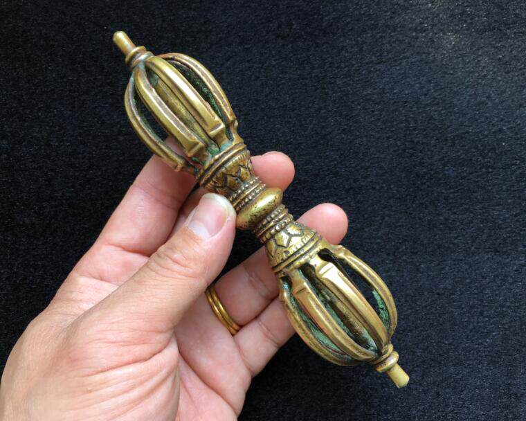 The Qing Dynasty Tibet Old Lima Bronze Kumgang Pestle Sanyer Pestle Tibetan Buddhist Chatter Basil Bao Bao Zhen Bao Zhen