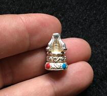 925 sterling silver Hand-inlaid Vajra Stupa Cross Vajra Tibetan bead Stupa fidelity