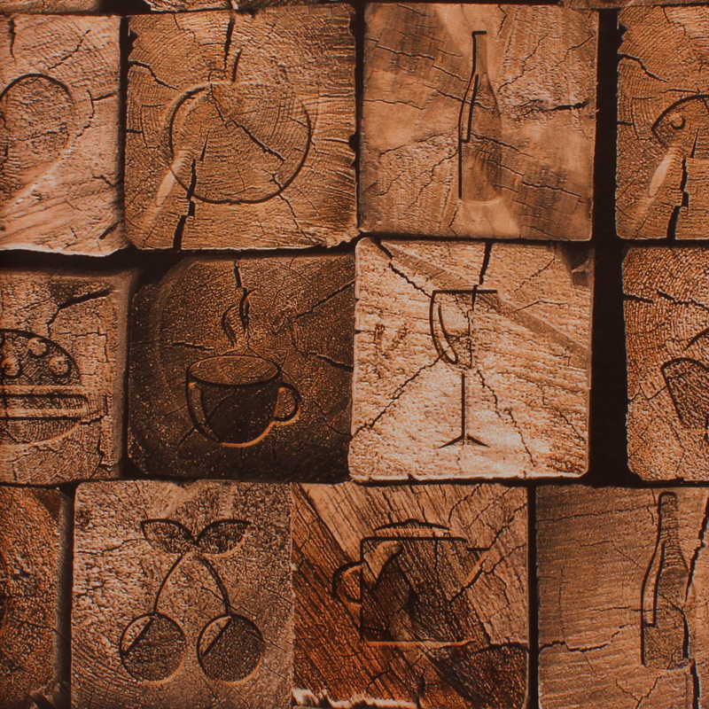 Retro yellow old wood block wallpaper industrial wind waterproof 3d three-dimensional escape room antique shop furniture wallpaper