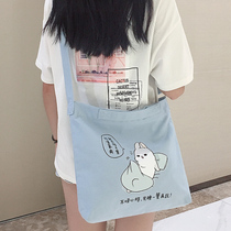 Canvas bag women shoulder bag shoulder bag large capacity 2021 new college students class ins Korean style hand bag