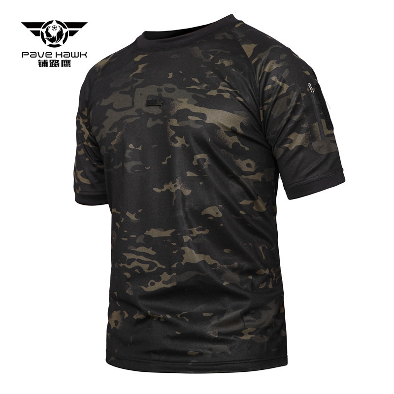 Paving Eagle Quick-Drying T-Shirt Men's Short-Sleeved Large Size Summer Round Neck Breathable Quick-Drying Outdoor T-Shirt Camouflage Tactical Short-Sleeved