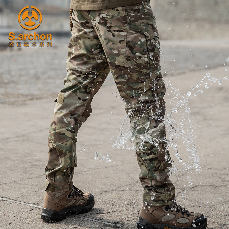 Ruling official Spring and autumn work Pants Men's Special Soldiers Loose Wear and waterproof camouflan clothing pants Multi-pocket pants Field pants