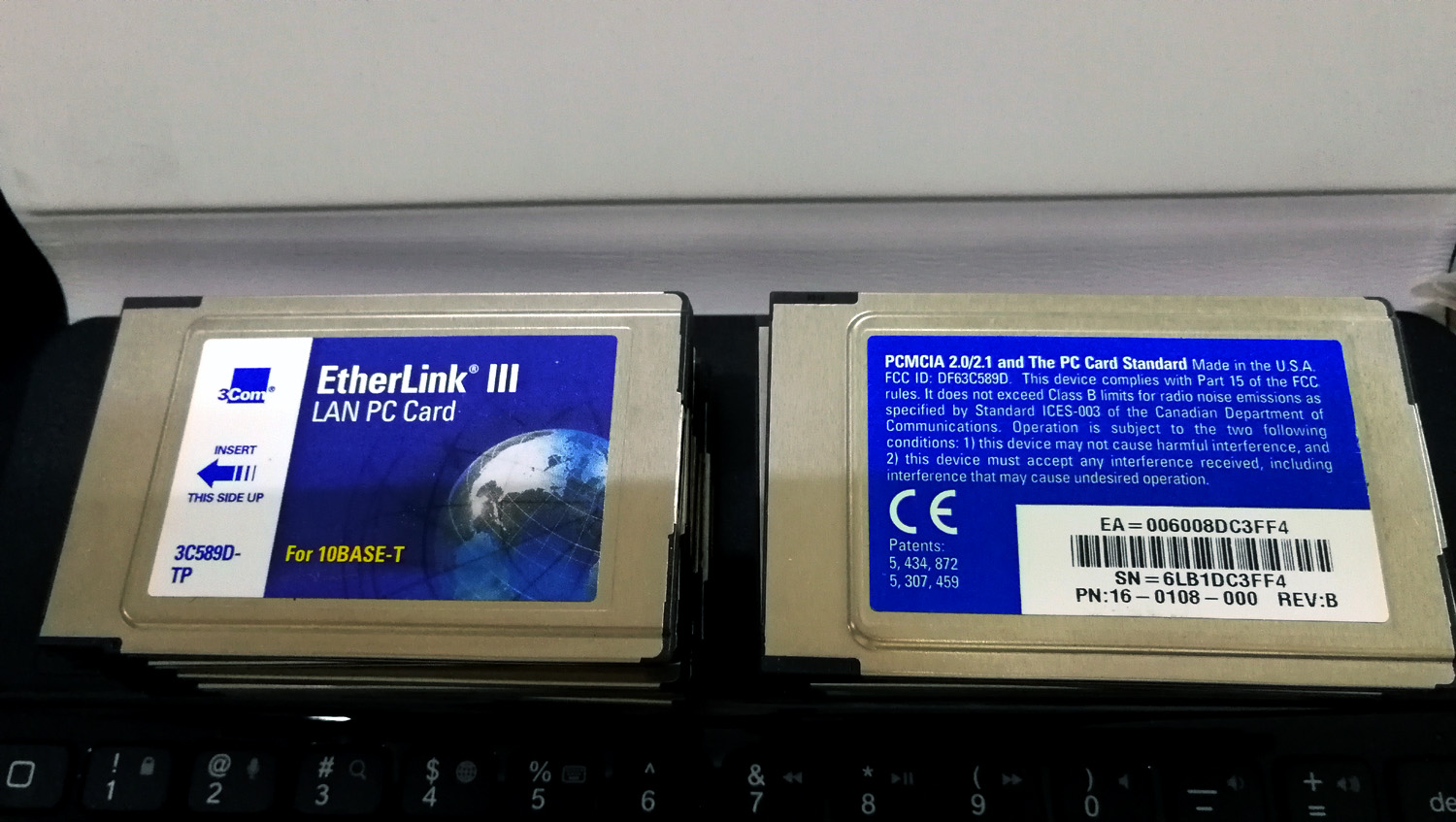 Original 3COM 3C589D-TP 10 megpcmcia notebook network card with line