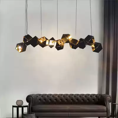 Dining room long chandelier modern simple creative personality metal multi head DNA molecular structure bar chandelier Nordic