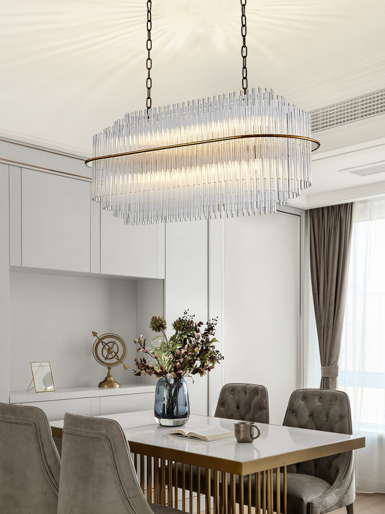 Light luxury restaurantCrystal chandelier simple modern atmosphere long-shape creative fashion high-end luxury hall chandelier household