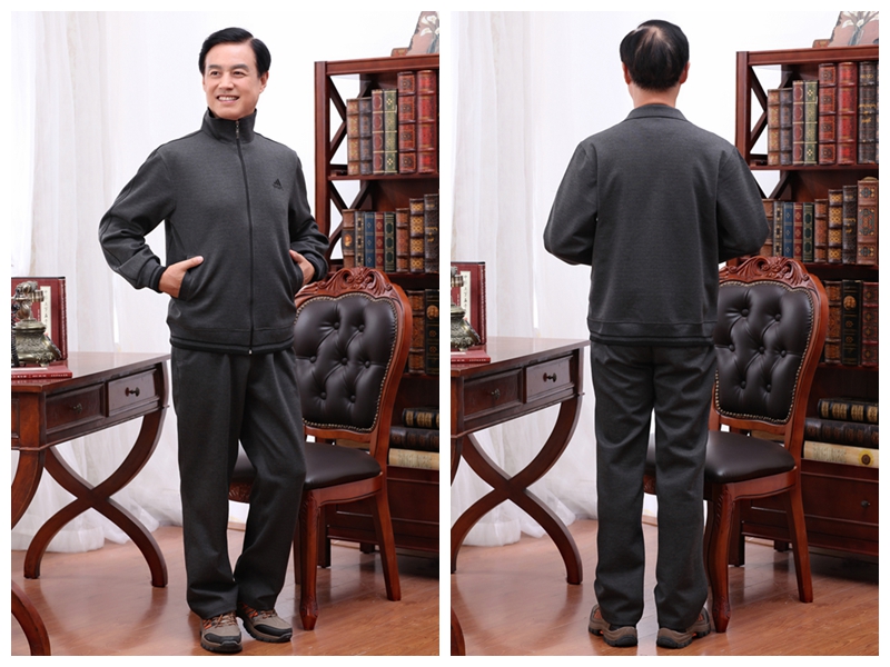 Bộ đồ thể thao nam trung niên mùa xuân mỏng phần rộng kích thước lớn trung niên quần áo thể thao cha thường - Thể thao sau bộ quần áo gió nam lining
