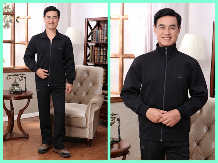 Bộ đồ thể thao nam trung niên mùa xuân mỏng phần rộng kích thước lớn trung niên quần áo thể thao cha thường - Thể thao sau bộ quần áo gió nam lining