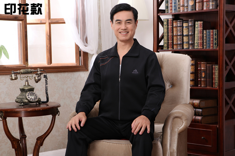 Bộ đồ thể thao nam trung niên mùa xuân mỏng phần rộng kích thước lớn trung niên quần áo thể thao cha thường - Thể thao sau bộ quần áo gió nam lining