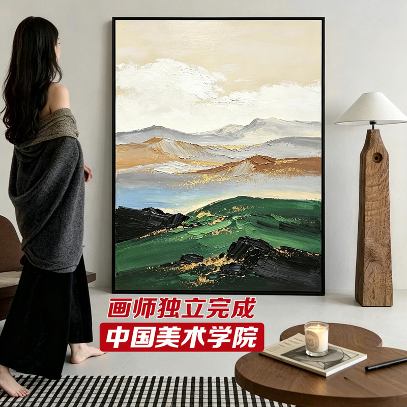 Original Hand-Painted Abstract Oil Painting, Italian-Style Minimalist Living Room Entrance Background Wall Decorative Painting, Large-Scale High-End Texture Painting