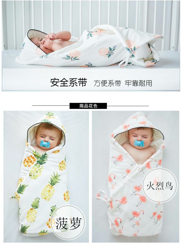 Muslin mùa thu và mùa đông bé túi bông trùm đầu ôm bé mùa xuân và mùa thu chăn dày cung cấp thiết yếu - Túi ngủ / Mat / Gối / Ded stuff mua gối cho bé 2 tuổi
