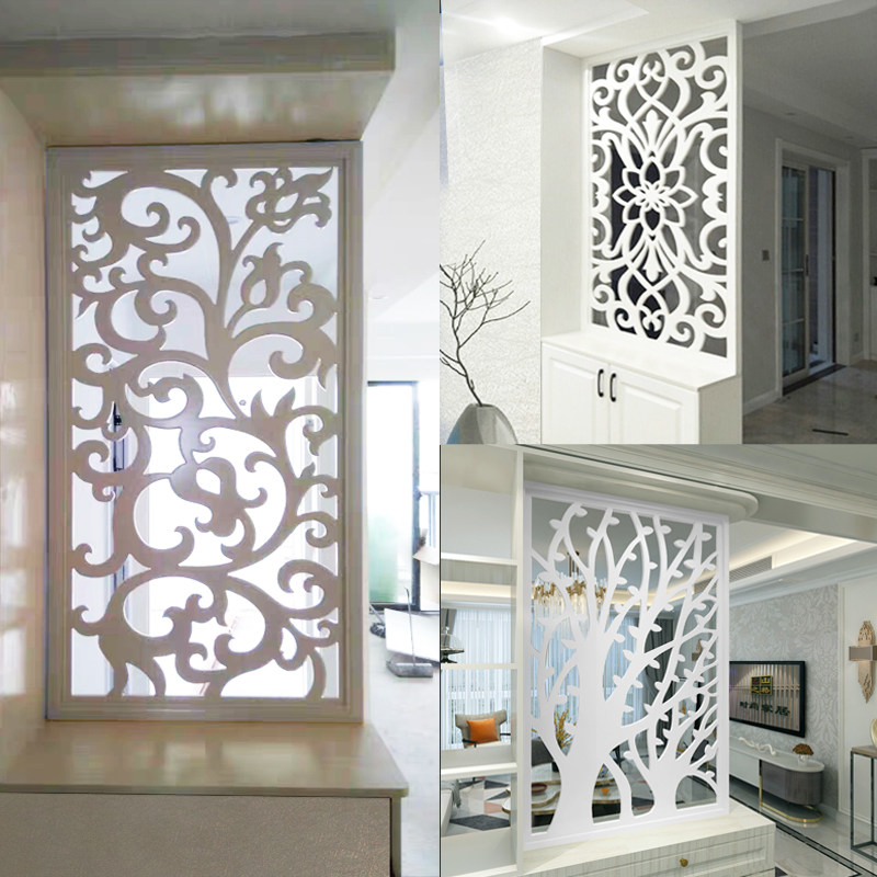 Hollow lattice partition European-style aisle ceiling living room screen porch hanging ceiling background wall carved board hollow through flowers