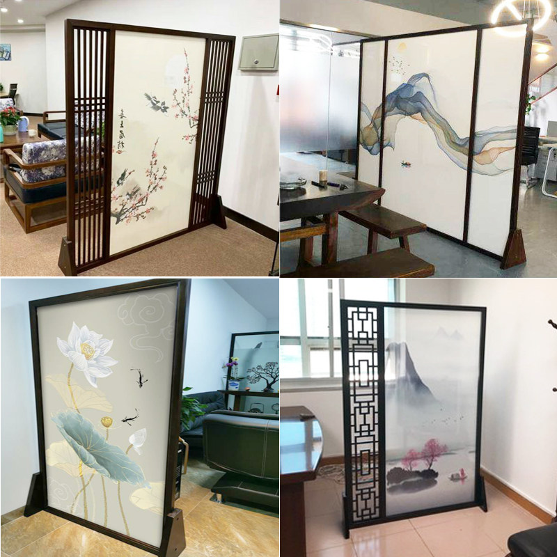 New Chinese log screen Zen Yinwen into the house, office, living room, bedroom, entrance, Feng Shui, partition, seat screen