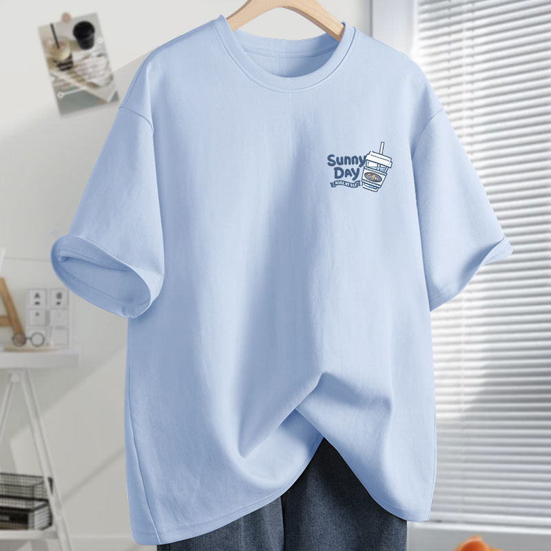 Teenage Boys 2026 New Summer Pure Cotton Short-Sleeved T-Shirt Men's Summer Thin Style Men's Half-Sleeved T-Shirt Summer Wear