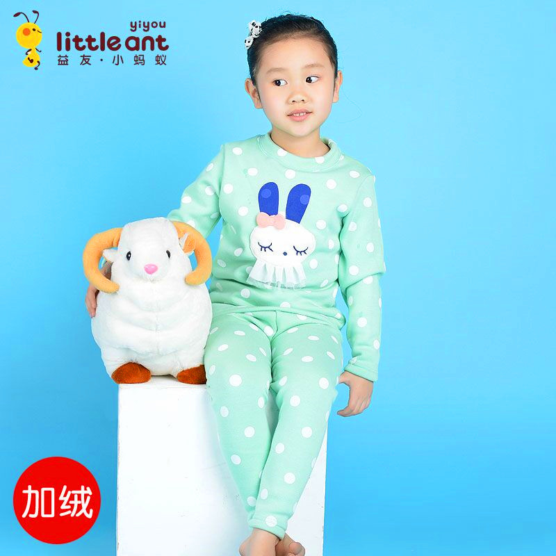 Quần áo trẻ em kiến ​​trẻ em Bộ đồ lót nhiệt trẻ em cộng với nhung dày bé trai và bé gái quần áo mùa thu quần áo bé mùa thu và mùa đông đồ bộ cho bé