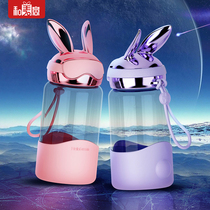 Fashion new small fly rabbit glass creative hand cup with rope portable Sports Cup high temperature resistant cup