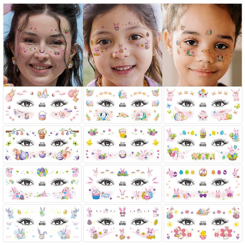 Glitter Easter Egg Tattoo Stickers Waterproof Boys and Girls Fish Scale Rabbit Decoration Face Stickers Performance Makeup Christmas Glitter Easter Egg Tattoo Stickers Waterproof Boys and Girls Fish Scale Rabbit Decoration Face Stickers Performance Makeup Christmas