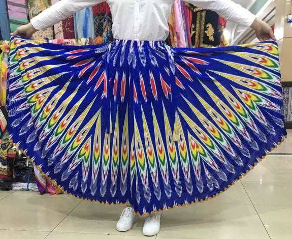 Xinjiang Dance Performance Semi-Skirt Large Hem Skirt Lady Dress Stage Gown Uyghur Ethnic Costumes
