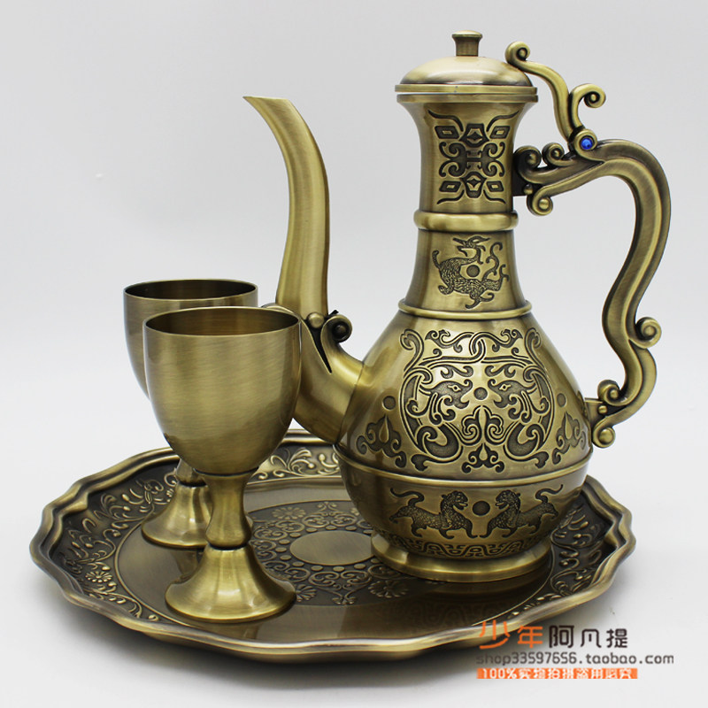 Bronze Wine Jug Wine Glass Suit Wine Set Jacket Russian Wine Fancy Creative Home Swing Accessories for Men's Gift