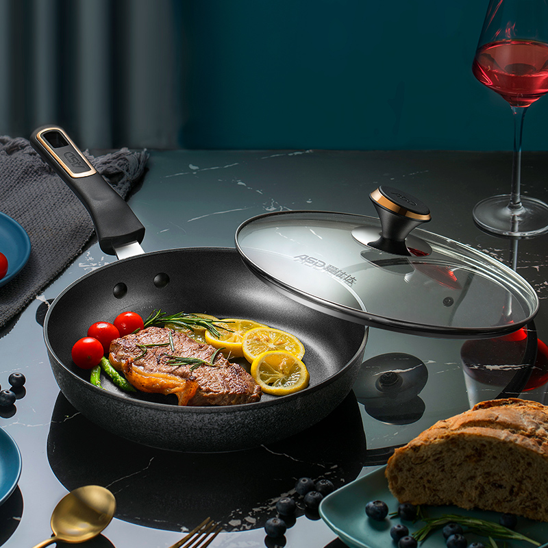 ASD 26 28CM flat bottom non-stick frying pan ice crack induction cooker gas stove kitchen household frying pan