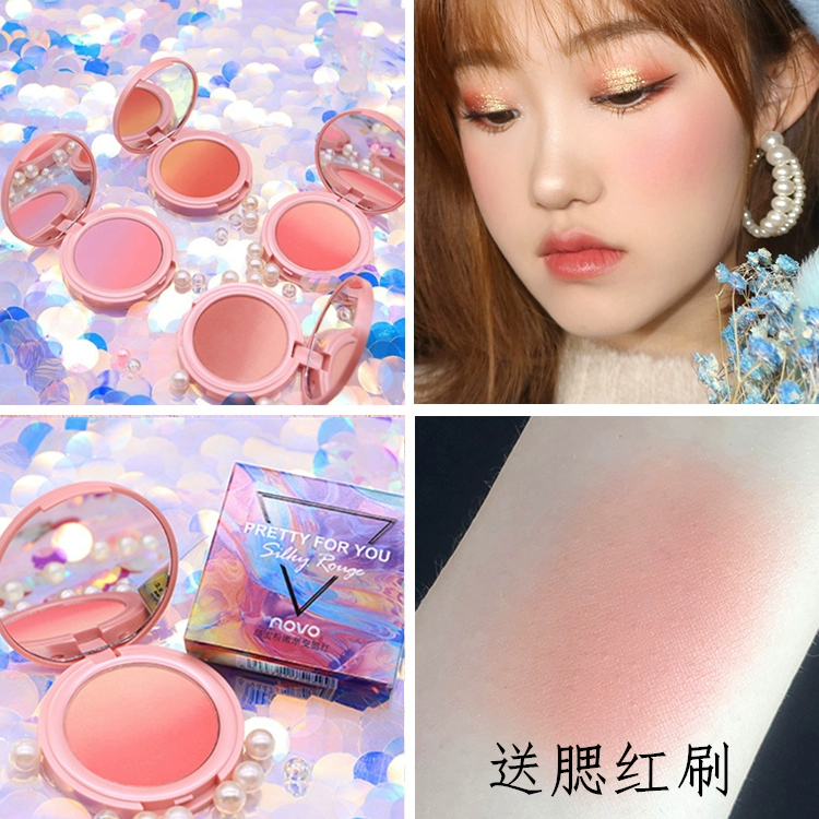 Tóc lưới màu đỏ với cùng một kiểu trang điểm nude NOVO tự nhiên và màu sắc đẹp rouge màu hồng ngọt ngào hai màu má hồng gửi cọ - Blush / Cochineal